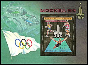 Central Africa Michel Block 66A, MNH, Moscow Olympics gold foil souvenir sheet