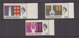 ASCENSION, 1967 UNESCO set of 3, marginal, lhm.