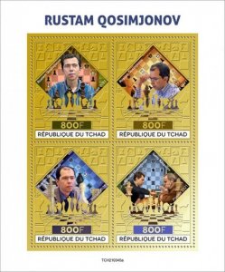 Chad - 2021 Rustam Kasimdzhanov & Chess - 4 Stamp Sheet - TCH210345a