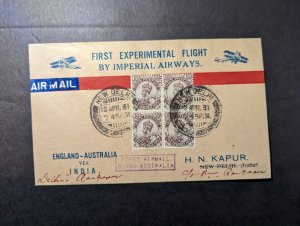 1931 India FFC First Experimental Flight Cover New Delhi to Rangoon Burma