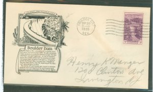 US 774 1935 3c boulder dam on an addressed fdc with an anderson cachet