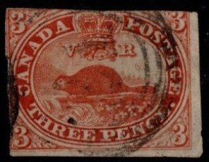 1852 Canada Scott #- 4 3d Red Beaver (Wove Paper) Used