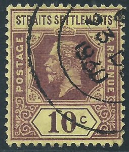 Straits Settlements, Sc #158, 10c Used