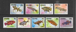 FISH - ZAIRE #862-70 MNH