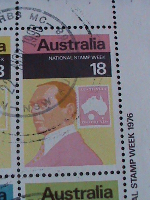 AUSTRALIA-1976-SC#648 NATIONAL STAMP WEEK-HOW A STAMP IS BORN- RARE USED S/S