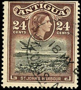 ANTIGUA Sc 116 F-VF/USED- 1953 24c St. John's Harbour - trimmed top edge