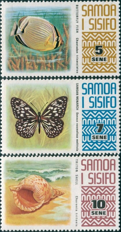 Samoa 1972 SG394-396 Fish Butterfly Shell MNH