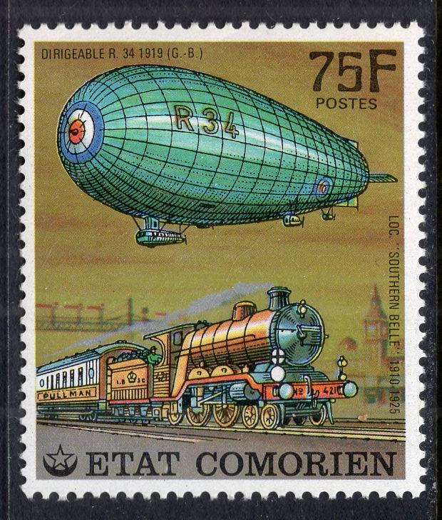 Comoro Islands 250 Train Zeppelin MNH VF