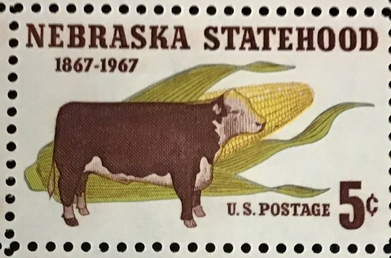 1328   Nebraska Statehood   MNH 5 c Sheet of 50  FV $2.50 Issued in 1967