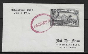 GIBRALTAR 1939 (1 July) Small cover with printed - 39774