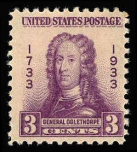 US Sc 726 MH - 1933 3¢ Gen. James Oglethorpe