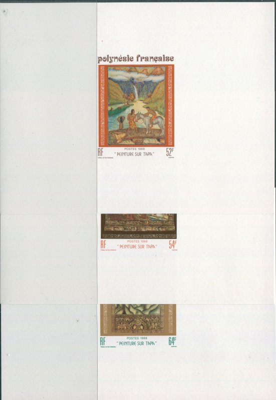 French Polynesia 1988 SG532-534 Tapa Paintings set proofs MNH