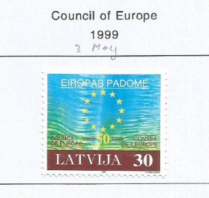 LATVIA - 1999 - Council of Europe - Perf Single Stamp - Mint Lightly Hinged