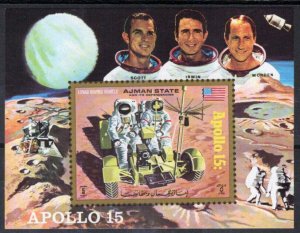 ZAYIX Ajman Block 319 MNH Apollo 15 Space Astronauts Moon Buggy 041623S123