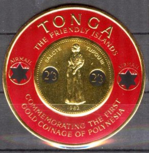 Tonga 1965 Round Stamp Coins Overprint 2'3 Sh. on 10 p. MNH **