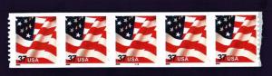 US Scott # 3632 American Flag 2002 Coil Plate Number of 5