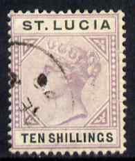 St Lucia 1891-98 QV Key plate 10s  Crown CA fine cds used...