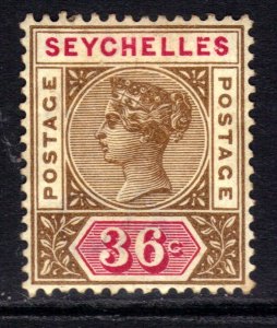 Seychelles 1897 - 1900 QV 36ct Brown & Carmine MM SG 32 ( B493 )