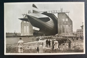 1935 Germany Real Picture Postcard Cover RPPC Graf Zeppelin LZ 127 In The Hall