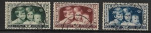 BELGIUM  B163-B165   USED  PRINCESS JOSEPHINE & PRINCE ALBERT SET 1935