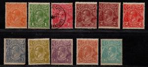 $Australia Sc#66-76 used+M/H/F-VF, complete set, Cv. $389.50