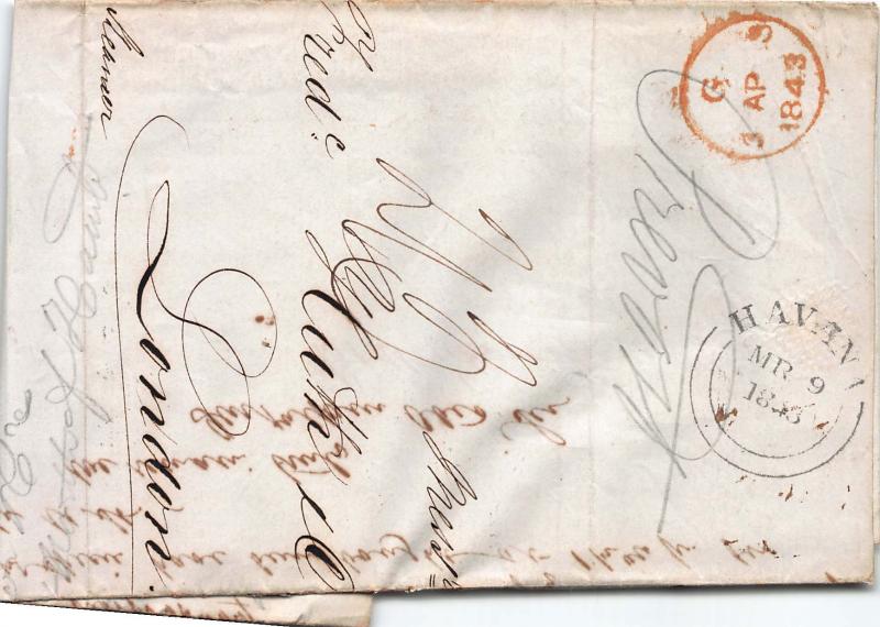 Cuba, 1843 Stampless Cover, sent from Havana to London, Great Britain