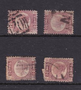 Great Britain x 4 early QV 0.5d plates 10,11 & 2x13 (I think)