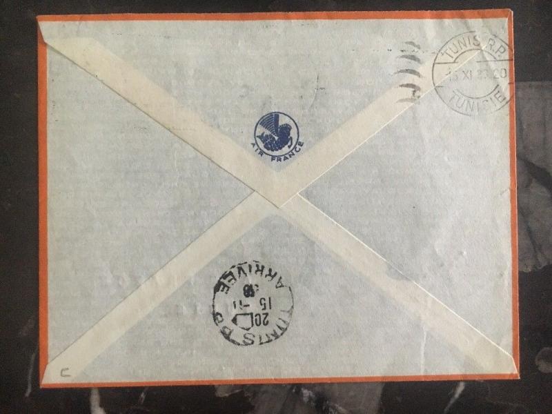 1938 Casablanca Morocco First Flight Cover FFC To Tunis Tunisia Via Air France