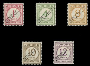 Malayan States - Johore #J1-5S (SG D1-5s) Cat£160, 1938 Postage Dues, set of...