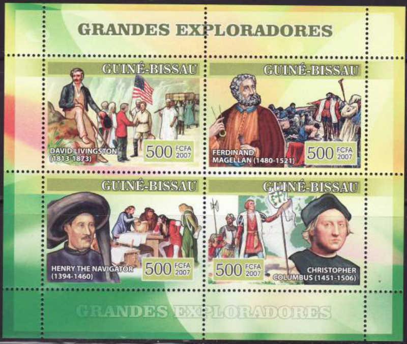 Guinea-Bissau - Famous Explorers, Columbus 4 Stamp  Sheet GB7108a