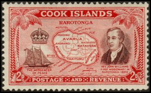 Cook Islands 133 - Mint-H - 2p Rev. Williams / Map / Ship (1949) (cv $1.75)