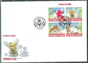 NIGER 2013 FLOWERS & BEES   SHEET  FIRST DAY COVER