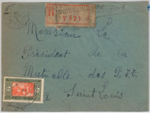 SENEGAL -  POSTAL HISTORY:  REGISTERED COVER from Guinguinéo 1934