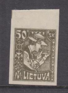 LITHUANIA, 1921 50s. Olive Green, imperf., marginal, mnh.