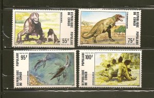 Republic of Congo Dinosaurs Lot of 4 1975 Issues Mint Never Hinged