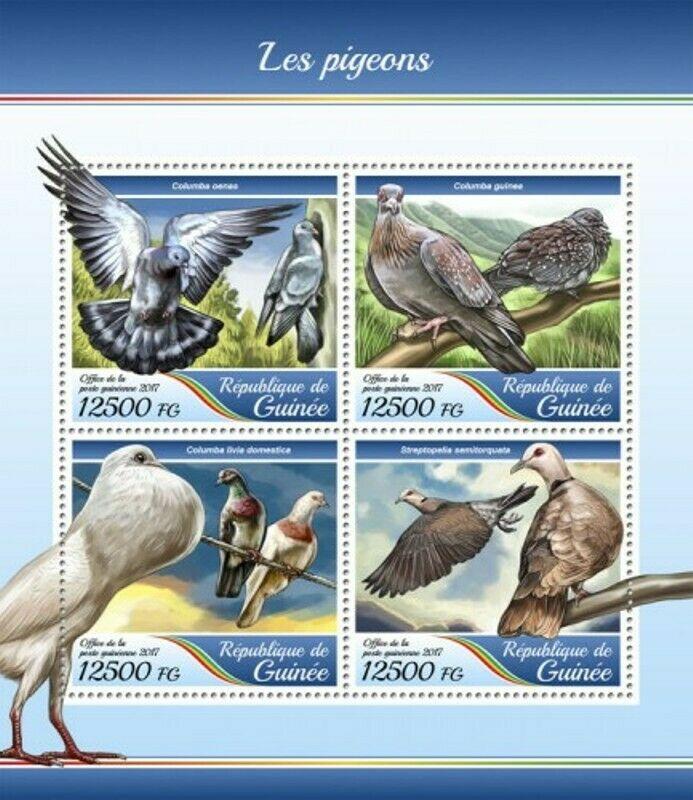 Guinea - 2017 Pigeons - 4 Stamp Sheet - GU17409a