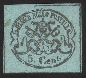 1867 italian Papal / Roman States Italy 5c Stamp, MNGH, Sc 14