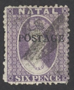 Natal Sc# 49 Used 1875 6p overprint Queen Victoria