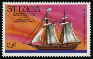 ST LUCIA Sc 379 MNH -1976 ½c - Hanna, First US Warship - See Description