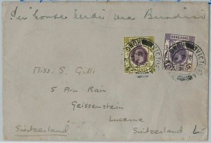 39739 - HONG KONG - POSTAL HISTORY - GEORGE V on COVER to SWITZERLAND 1937-