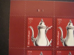 Scott 3754, 3c Silver Coffee Pot, #S1111, Pane of 20, MNH Beauty