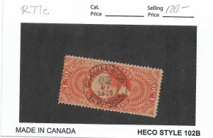 $1.30 Foreign Exchange Tax Stamp, Sc # R77c, used. Nice Canx (55881)