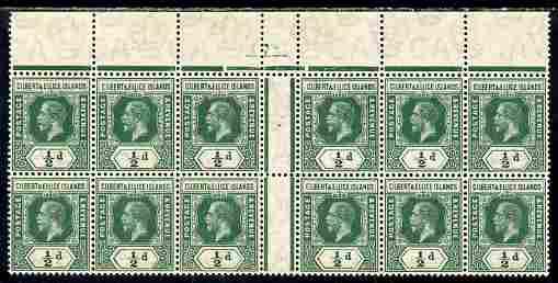 Gilbert & Ellice Islands 1912 KG5 1/2d green Wmk MCA ...