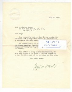 1936 EMBOSSED PMG ENV SIGNED JAMES FARLEY LETTER 783 OREGON - MISSOULA MONTANA