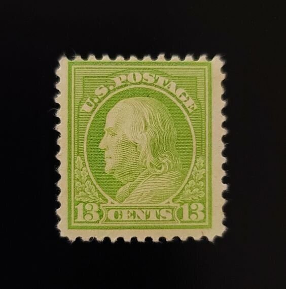 1919 13c Benjamin Franklin, Apple Green Scott 513 Mint F/VF H