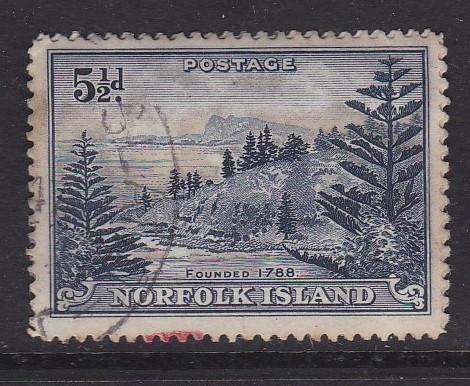 1947 Norfolk Island Ball Bay 5 1/2d Used SG8