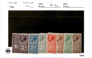 Malta, Postage Stamp, #167-173 Mint Hinged, 1930 (AB)