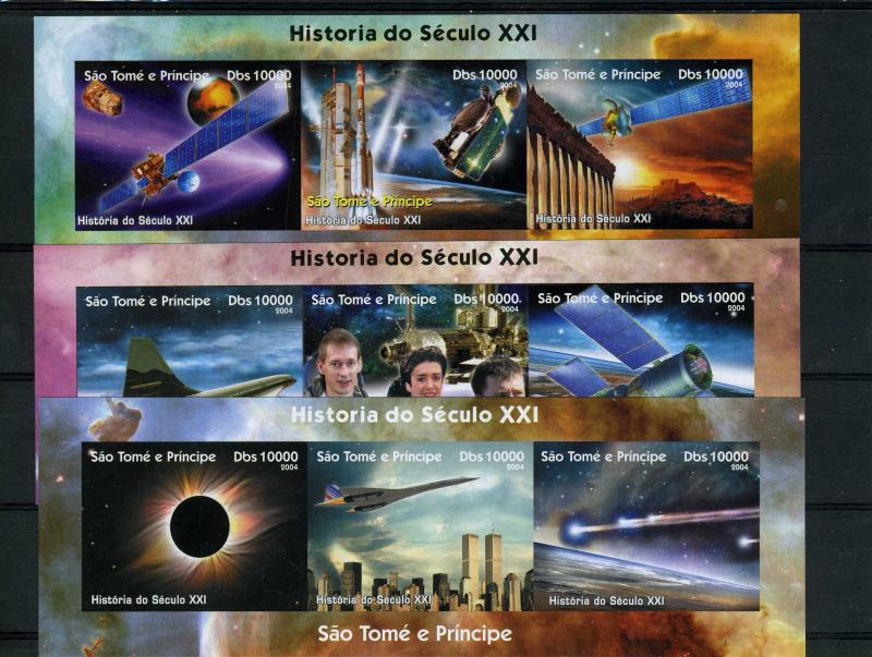 Sao Tome & Principe 2004 SPACE Shenzhou Eclipse (3) Compound Imperforated MintNH