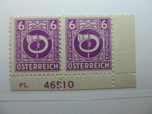 1945 Austria Allied Military Occupation 6g Fine MNH** Pair Plate Number A5P21-