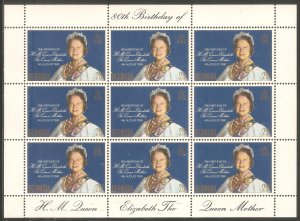 BERMUDA Sc# 401 MNH FVF Full Sheetlet Queen Mother Birthday